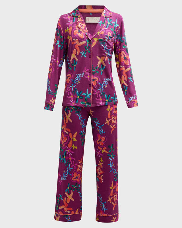Sofia Cropped Floral-Print Pajama Set
